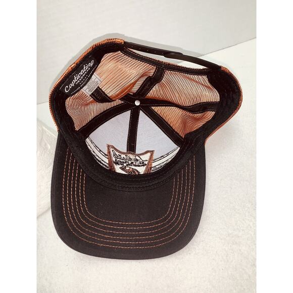 Lakeside Bait & Tackle Trucker Hat Cap Mesh Snapback Sewn Burnt Sienna Black - Picture 10 of 10